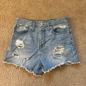 Madewell Perfect Jean Shorts Light Blue Denim Distressed